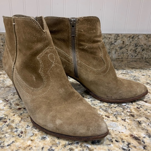 Frye Renee Seam Ankle Boot Brown Leather Women's 7.5 7 1/2 Distressed Heeled - Picture 4 of 11